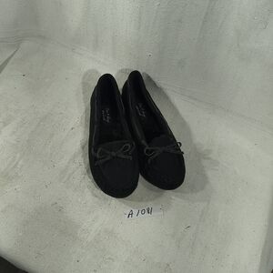 Com Fancy Elegant Black Suede Women's Size 8 Moccasins Flats